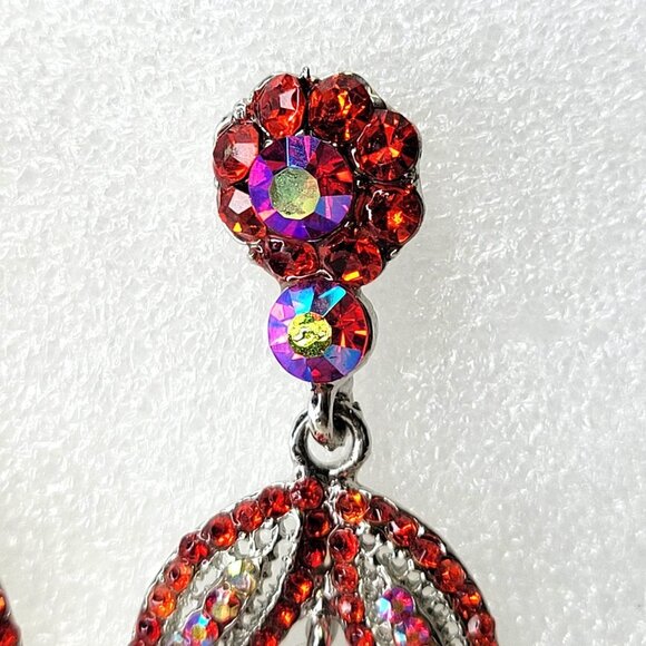 Red Rhinestone Chandelier Earrings - Picture 7 of 10